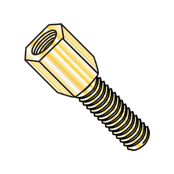 Jack Screw Standoff, #4-40 Thrd Sz, 3/16 in L, Steel Zinc Yellow, 2000 PK