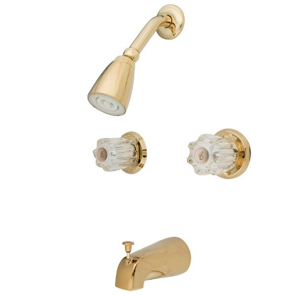Tub and Shower Faucet, Polished Brass, Wall Mount