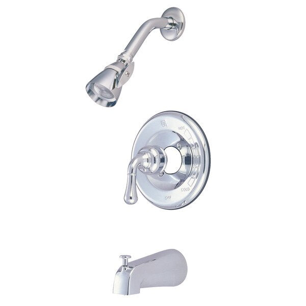 Tub and Shower Faucet, Polished Chrome, Wall Mount