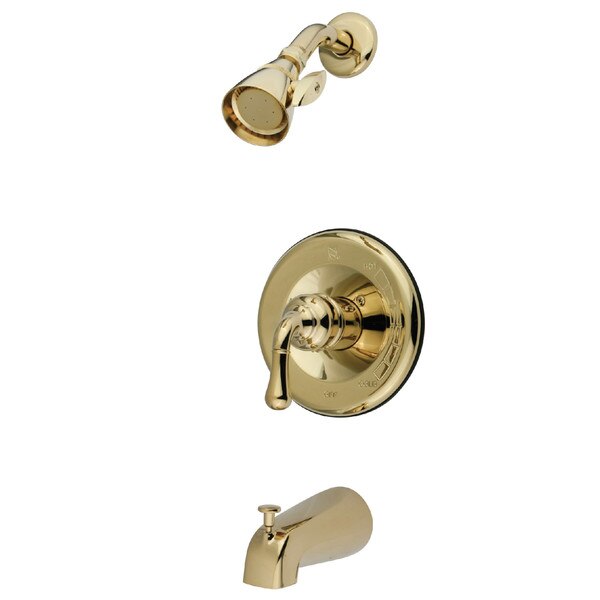 Tub and Shower Faucet, Polished Brass, Wall Mount