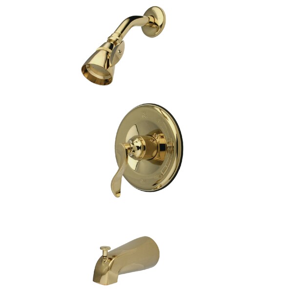 Tub and Shower Faucet, Polished Brass, Wall Mount