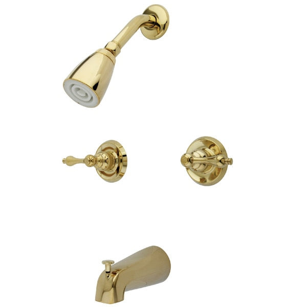 Tub and Shower Faucet, Polished Brass, Wall Mount