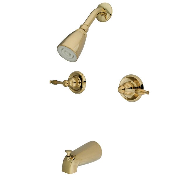 Tub and Shower Faucet, Polished Brass, Wall Mount