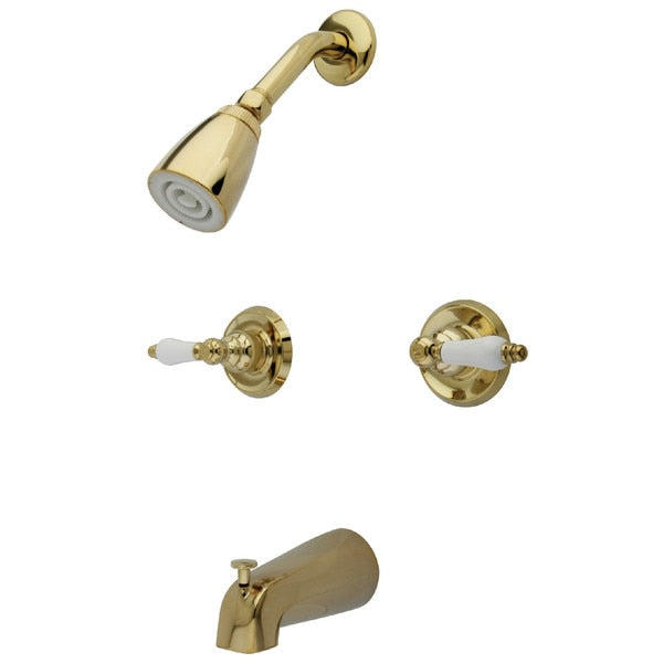 Tub and Shower Faucet, Polished Brass, Wall Mount