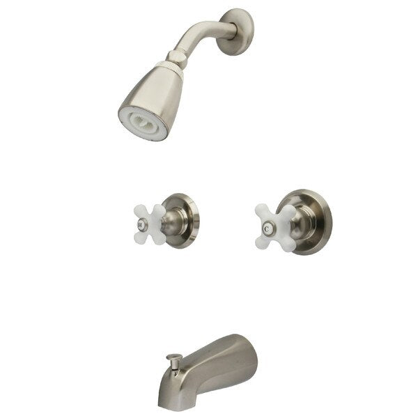 KB248PX Tub & Shower Faucet Porcelain Cross Handles
