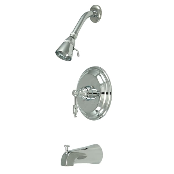 Tub and Shower Faucet, Polished Chrome, Wall Mount