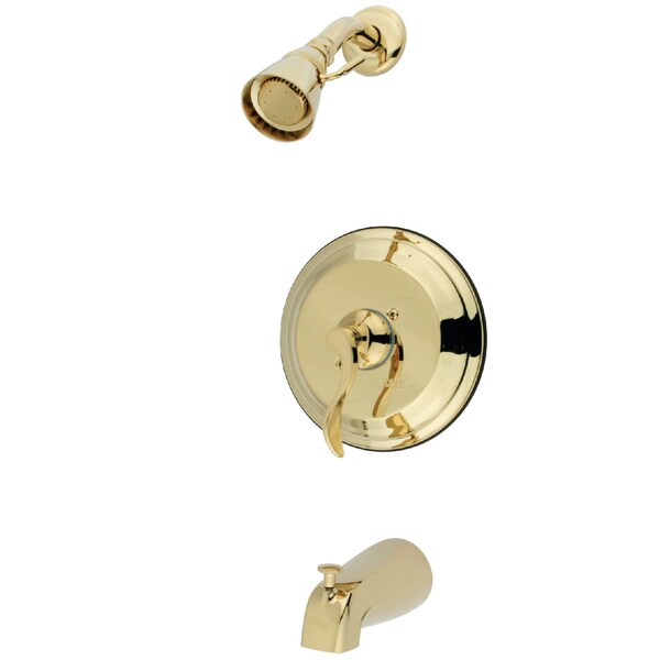 Tub and Shower Faucet, Polished Brass, Wall Mount