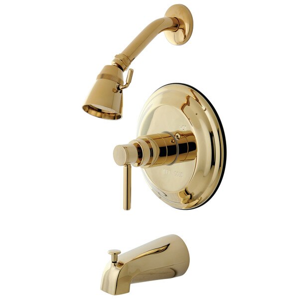 Tub and Shower Faucet, Polished Brass, Wall Mount
