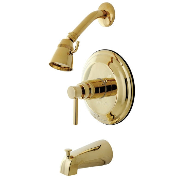 Tub and Shower Faucet, Polished Brass, Wall Mount