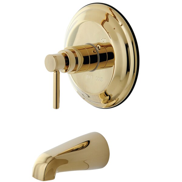Tub and Shower Faucet, Polished Brass, Wall Mount