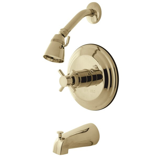 Tub and Shower Faucet, Polished Brass, Wall Mount