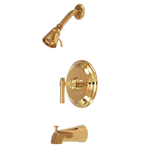 Tub and Shower Faucet, Polished Brass, Wall Mount
