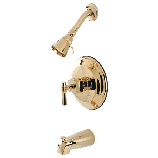 Tub and Shower Faucet, Polished Brass, Wall Mount