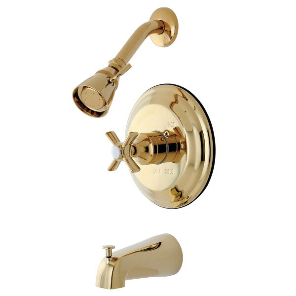Tub and Shower Faucet, Polished Brass, Wall Mount