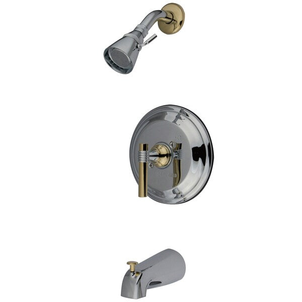 Tub and Shower Faucet, Polished Chrome/Polished Brass, Wall Mount
