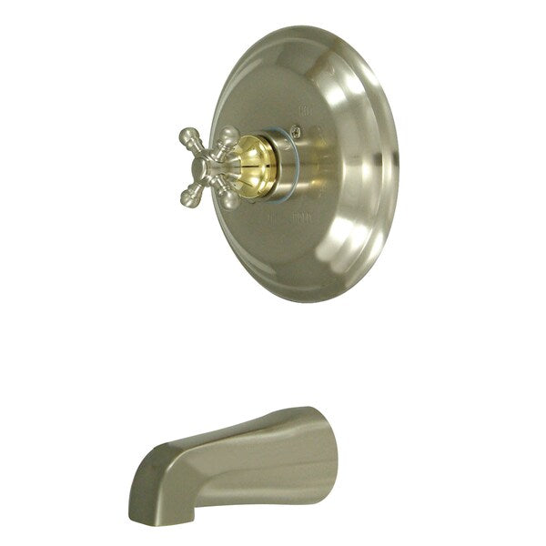 Tub and Shower Faucet, Brushed Nickel/Polished Brass, Wall Mount