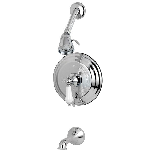 Tub and Shower Faucet, Polished Chrome, Wall Mount