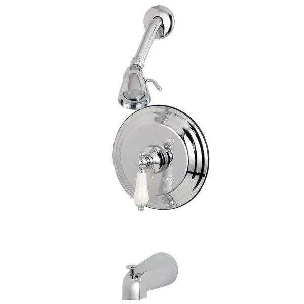 Tub and Shower Faucet, Polished Chrome, Wall Mount