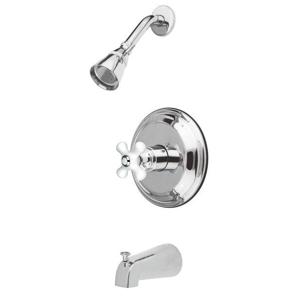 KB3631PX Tub & Shower Faucet with Porcelain Cross Handle