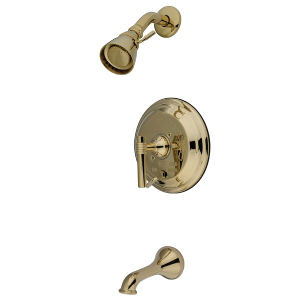 Tub and Shower Faucet, Polished Brass, Wall Mount
