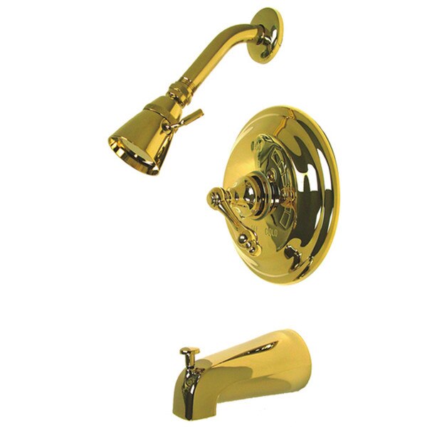 Tub and Shower Faucet, Polished Brass, Wall Mount