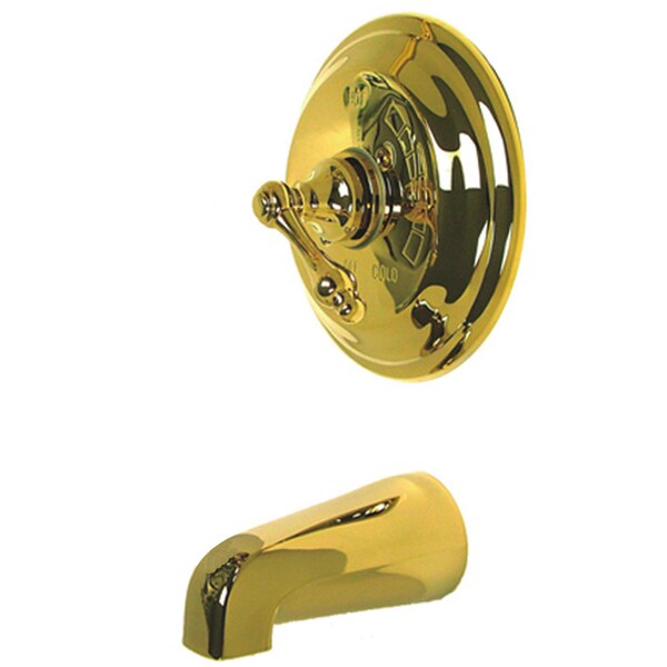 Tub and Shower Faucet, Polished Brass, Wall Mount