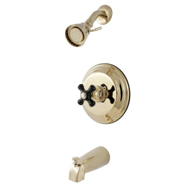 Tub and Shower Faucet, Polished Brass, Wall Mount