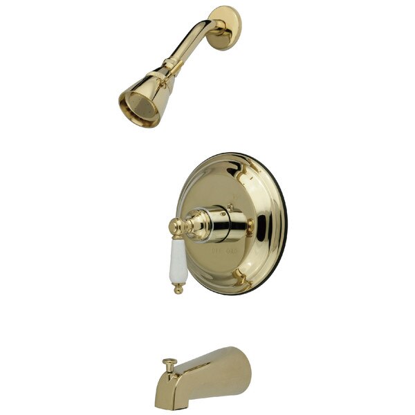 Tub and Shower Faucet, Polished Brass, Wall Mount
