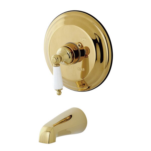 Tub and Shower Faucet, Polished Brass, Wall Mount
