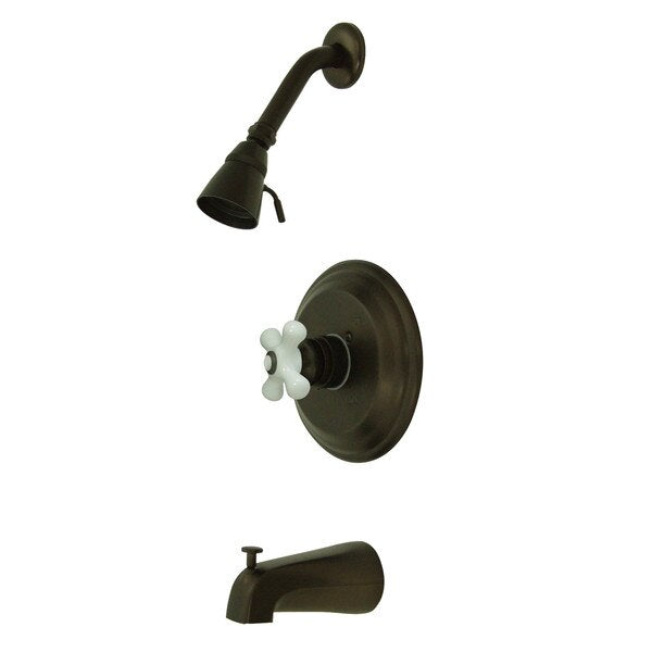 KB3635PX Tub & Shower Faucet with Porcelain Cross Handle