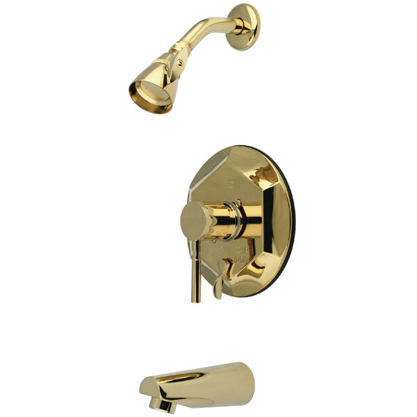Tub and Shower Faucet, Polished Brass, Wall Mount