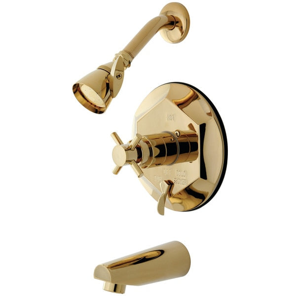 Tub and Shower Faucet, Polished Brass, Wall Mount