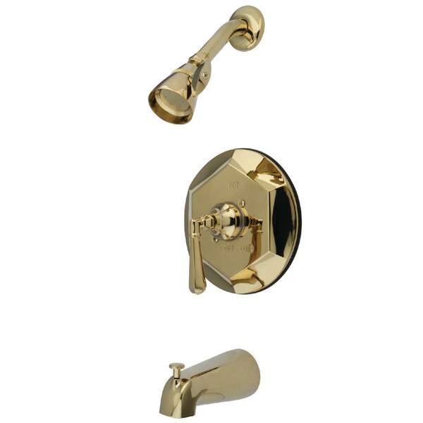 Tub and Shower Faucet, Polished Brass, Wall Mount