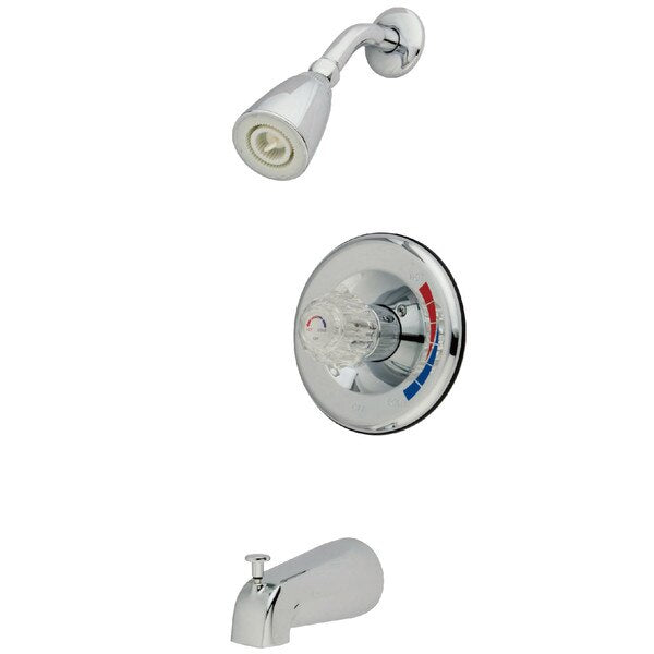 Tub and Shower Faucet, Polished Chrome, Wall Mount