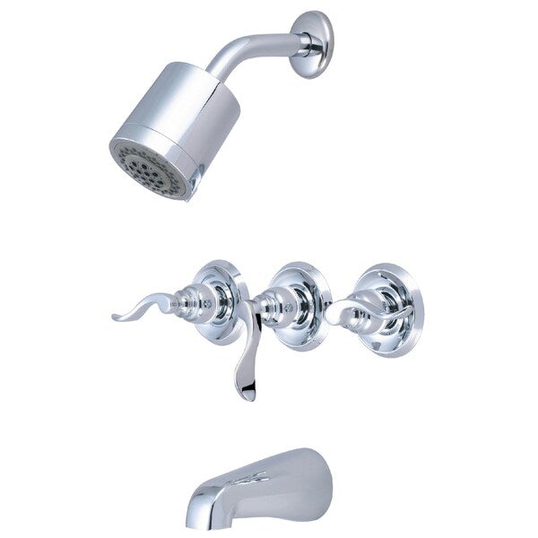 Tub and Shower Faucet, Polished Chrome, Wall Mount