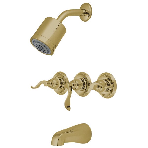 Tub and Shower Faucet, Polished Brass, Wall Mount