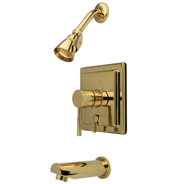 Tub and Shower Faucet, Polished Brass, Wall Mount