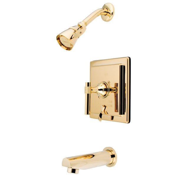 Tub and Shower Faucet, Polished Brass, Wall Mount