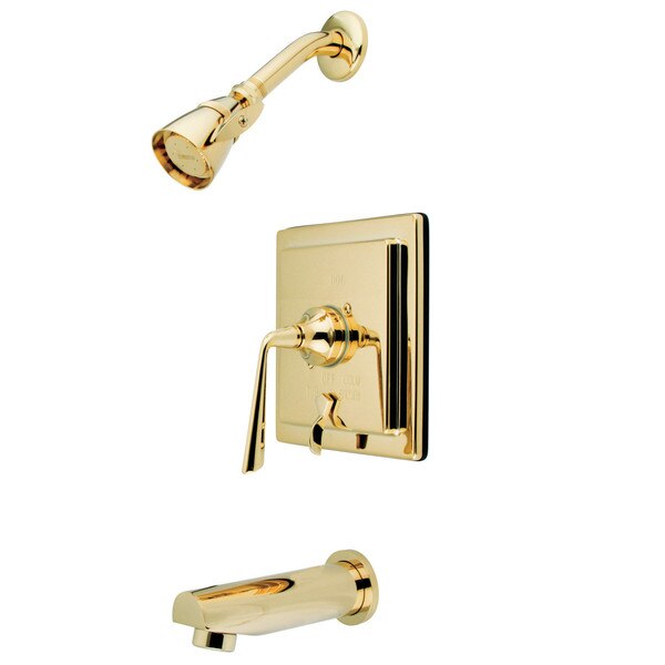 Tub and Shower Faucet, Polished Brass, Wall Mount