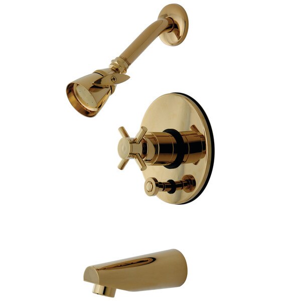 Tub and Shower Faucet, Polished Brass, Wall Mount