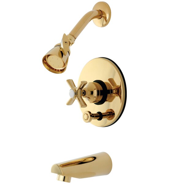 Tub and Shower Faucet, Polished Brass, Wall Mount