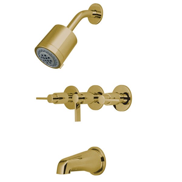Tub and Shower Faucet, Polished Brass, Wall Mount