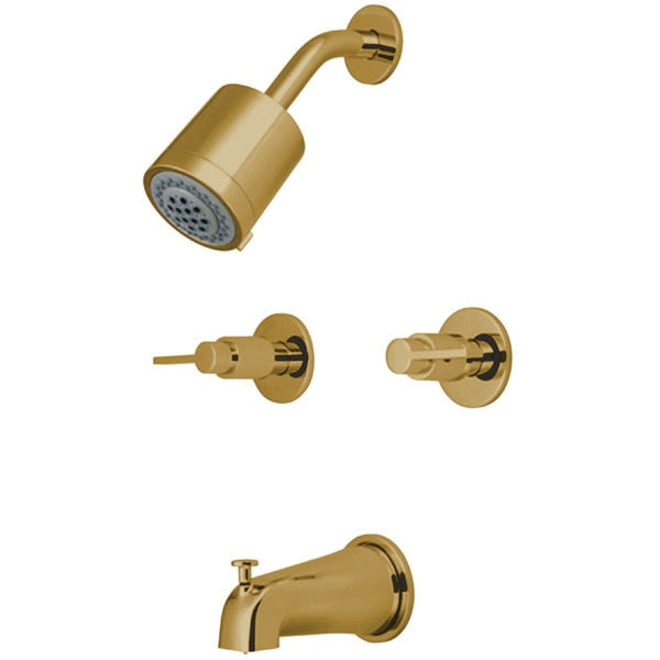 Tub and Shower Faucet, Polished Brass, Wall Mount