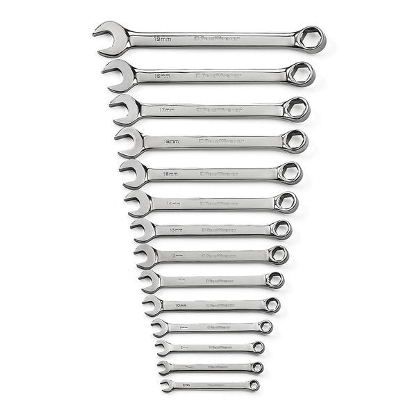 Metric Full Polish Combination Wrench Set, 14 Pc. 6 Point