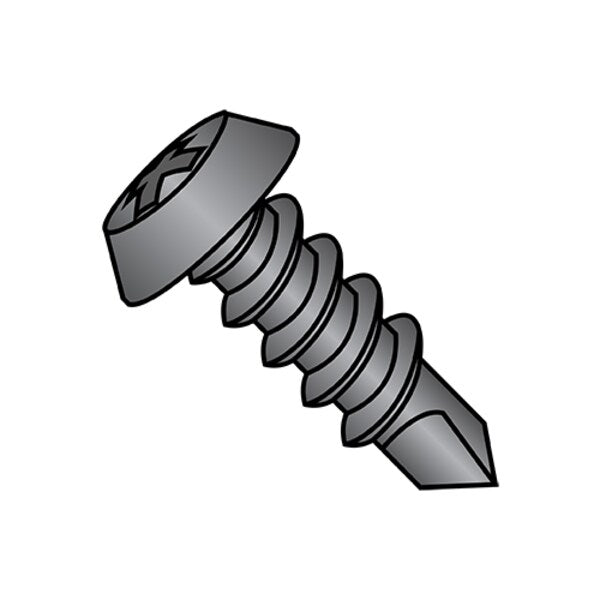Self-Drilling Screw, #6-20 x 7/16 in, Black Phosphate Steel Pan Head Phillips Drive, 5000 PK