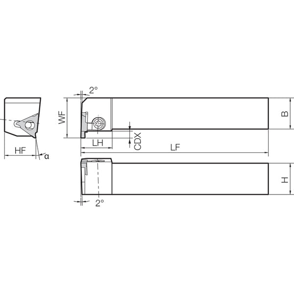 External Grooving Toolholder, KGBASL 2525M2215