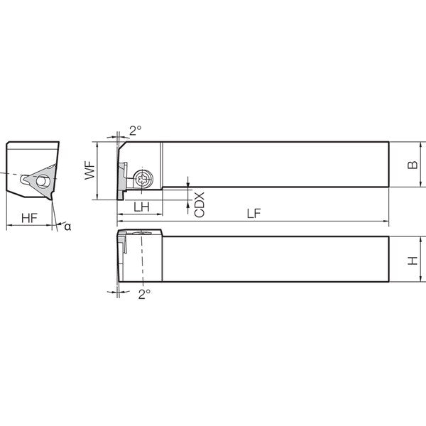 External Grooving Toolholder, KGBASR 2020K2225