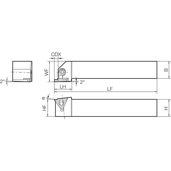 External Grooving Toolholder, KGBAL 2020K2215
