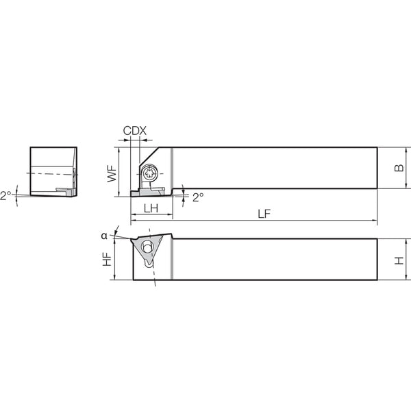 External Grooving Toolholder, KGBAR 123