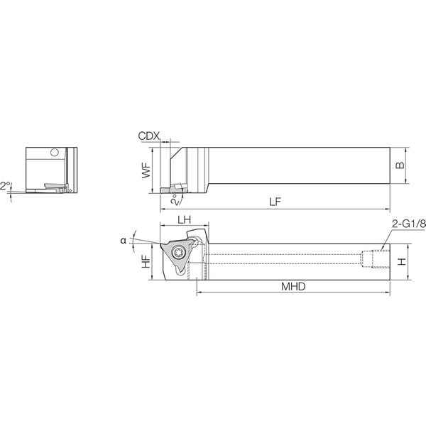 KGBAL 2525K2235JCT, Ext Grooving Toolhldr